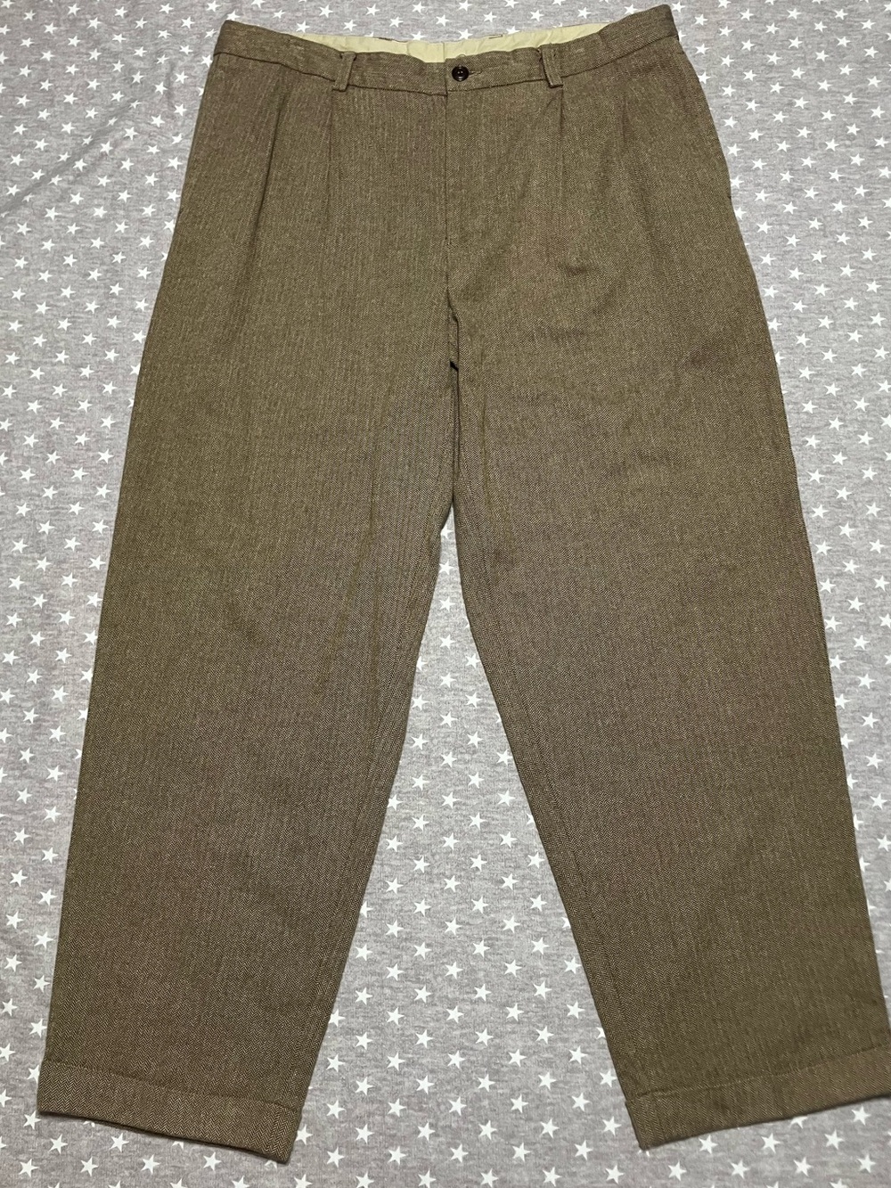 Vintage Nautica Rigger Pleated Dress Pants Men’s 38x30 Brown Tweed Cuffed EUC
